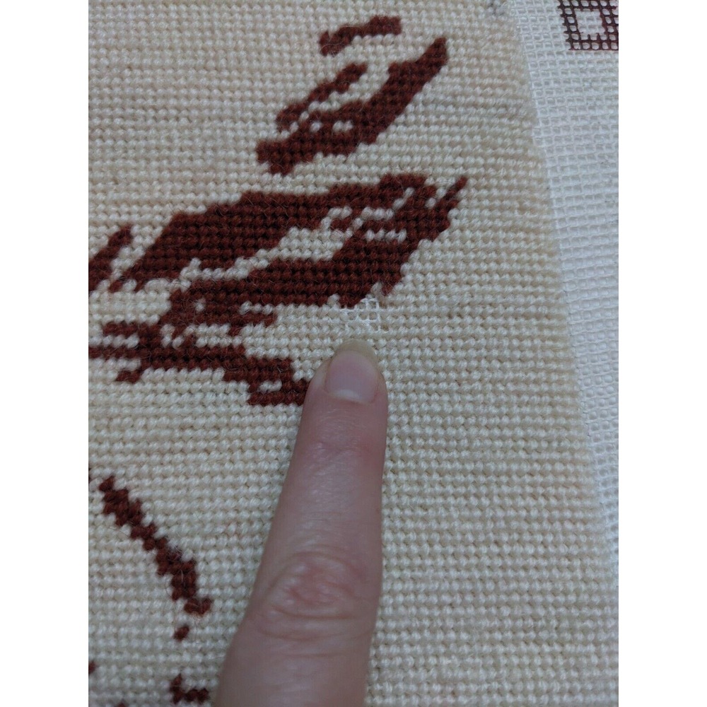 Vintage Native American Indian Completed Needlepoint Piece Unframed 20" by 16" - Picture 9 of 10